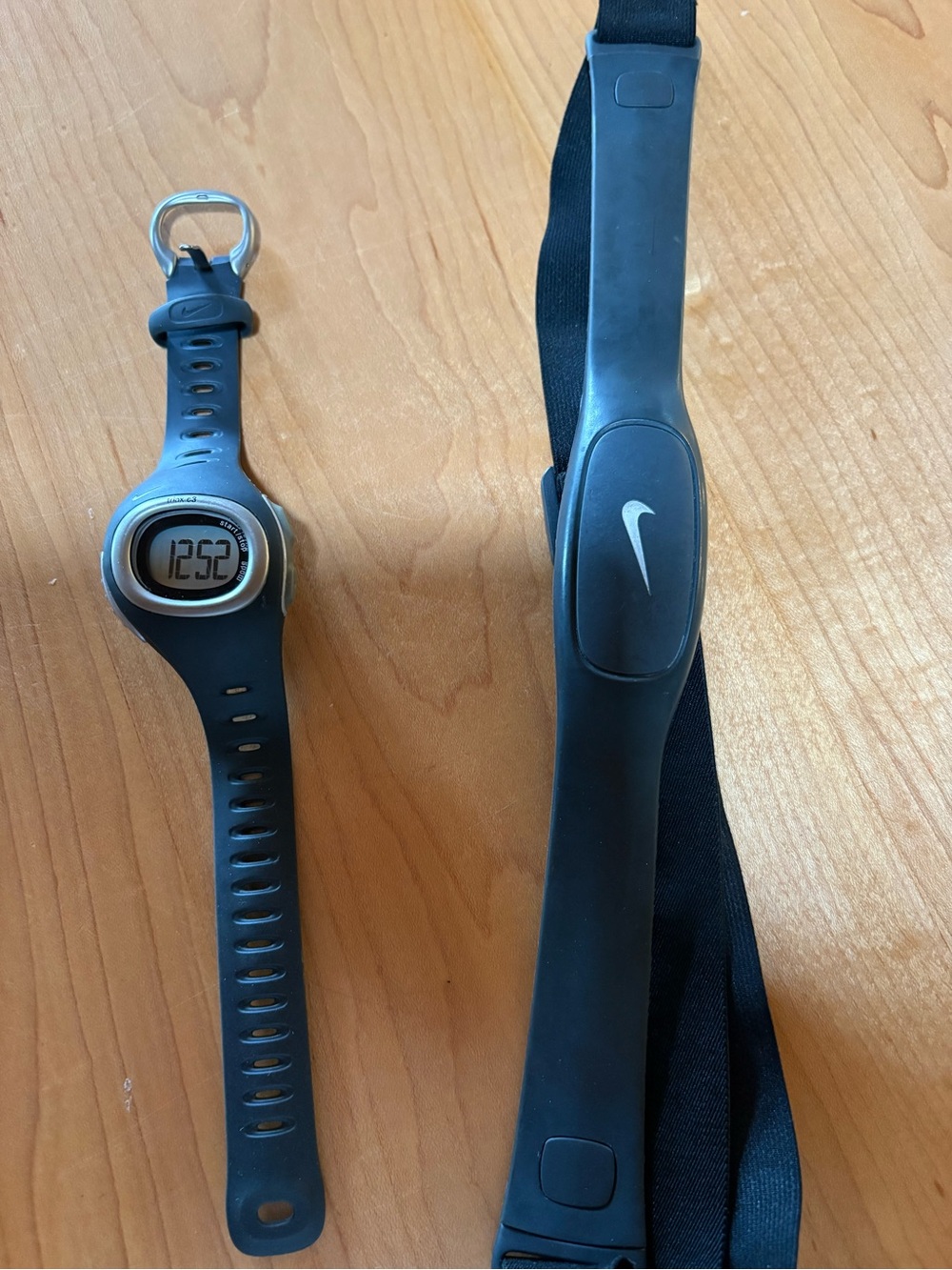 Nike Black Digital Running Watch with Matching Black Heart Rate Strap